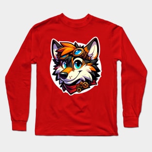 Steampunk Anthro Furry Wolf Art Long Sleeve T-Shirt